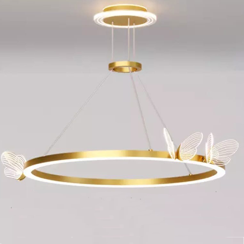 Подвесной светильник с бабочками Butterfly Ring F Прозрачный Латунь Подвесной светильник с бабочками Butterfly Ring F Прозрачный Латунь в Твери | Loft Concept