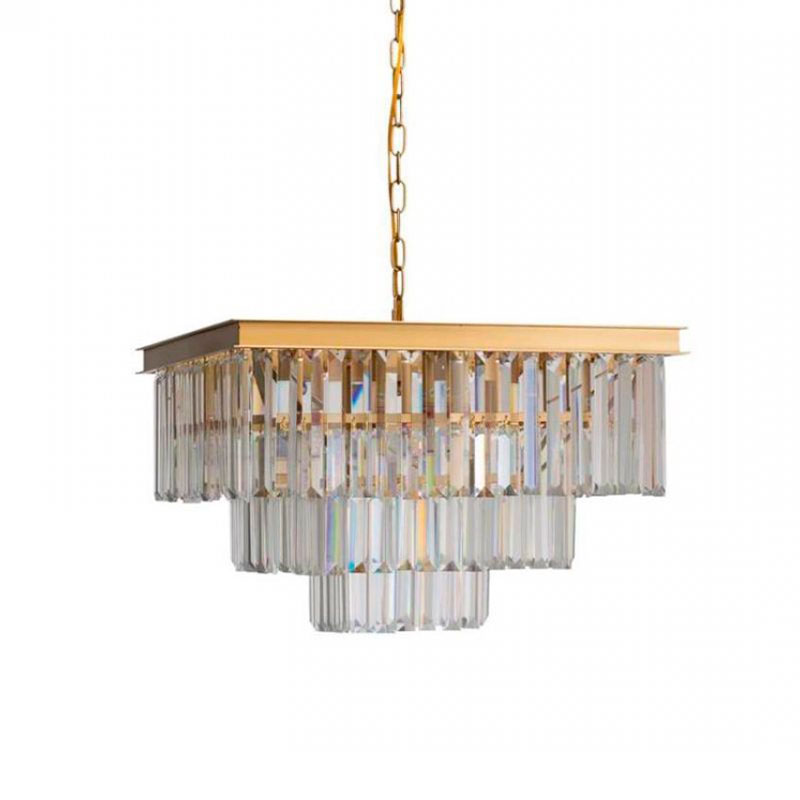 Квадратная Люстра RH 1920s Odeon GOLD iron Three Layers Прозрачное Стекло 50х50 Золотой Прозрачное Стекло Квадратная Люстра RH 1920s Odeon GOLD iron Three Layers Прозрачное Стекло 50х50 Золотой Прозрачное Стекло в Твери | Loft Concept