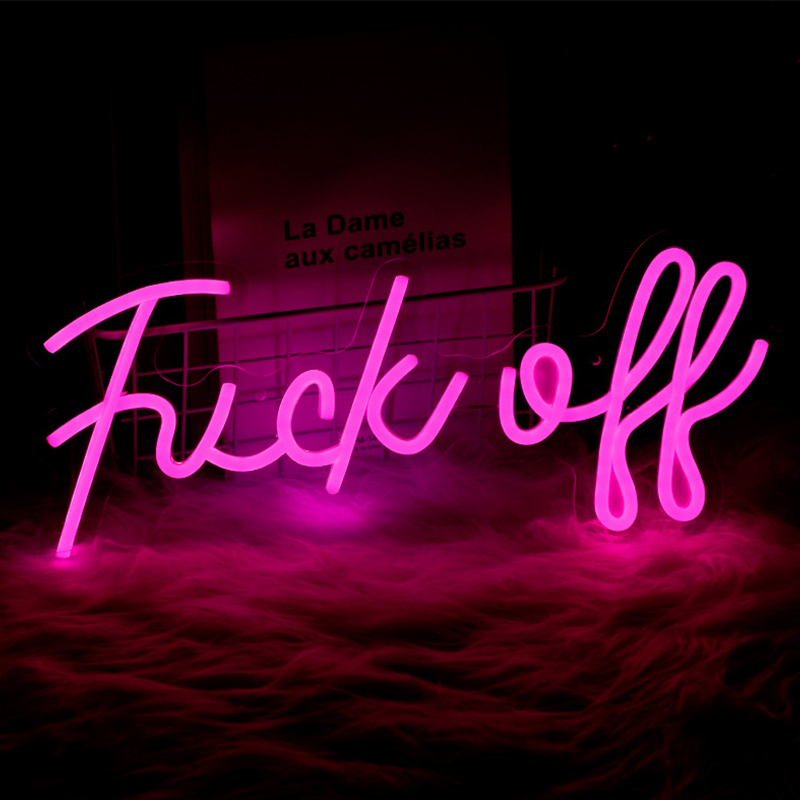 Неоновая настенная лампа Fuck Off Neon Wall Lamp Розовый Розовый Прозрачный Неоновая настенная лампа Fuck Off Neon Wall Lamp Розовый Розовый Прозрачный в Твери | Loft Concept