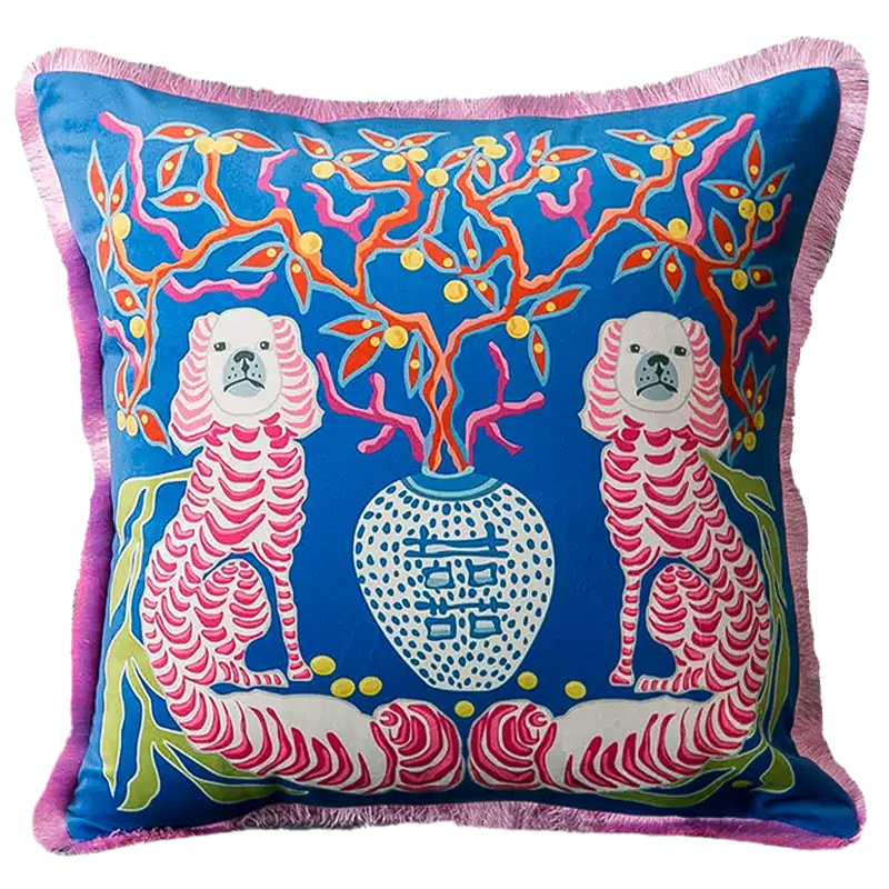 Декоративная подушка Two Dogs Blue Cushion Мульти Синий Декоративная подушка Two Dogs Blue Cushion Мульти Синий в Твери | Loft Concept