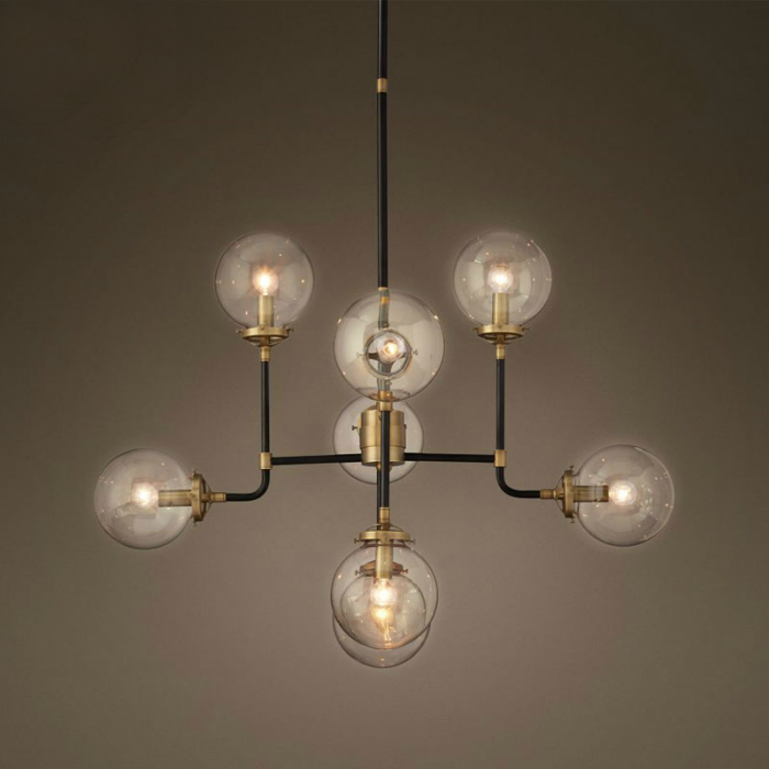 Люстра Bistro Globe Clear Glass Chandelier 8 Черный Люстра Bistro Globe Clear Glass Chandelier 8 Черный в Твери | Loft Concept