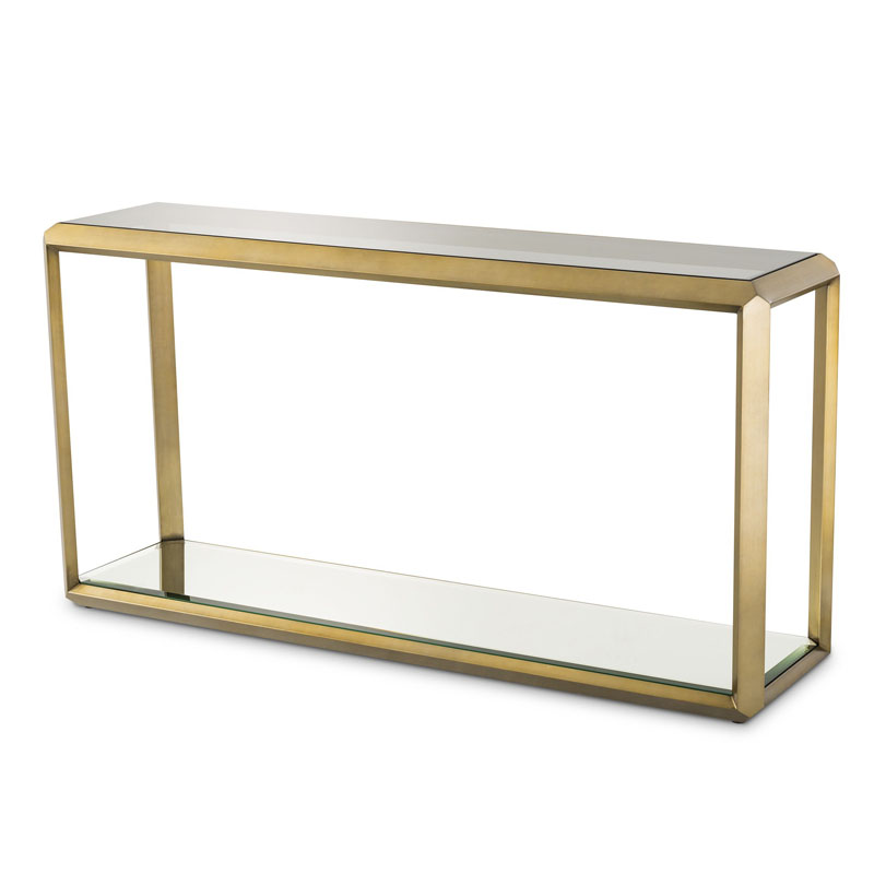 Консоль Eichholtz CONSOLE TABLE CALLUM Латунь Стекло Смок Консоль Eichholtz CONSOLE TABLE CALLUM Латунь Стекло Смок в Твери | Loft Concept