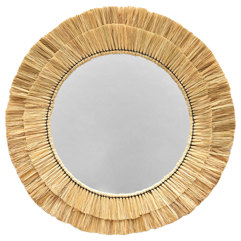 Круглое зеркало с плетеной рамой Jyoti Wicker Mirror Древесина Зеркало в Твери | Loft Concept 