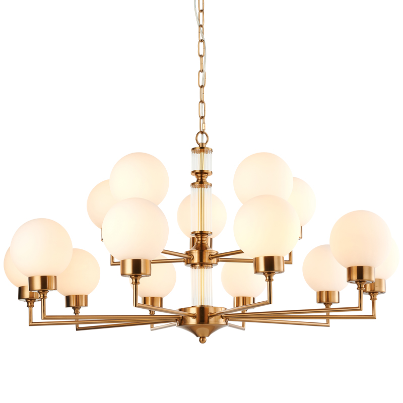 Люстра Zibille Chandelier Brass 93 Латунь Белое матовое стекло Прозрачный Люстра Zibille Chandelier Brass 93 Латунь Белое матовое стекло Прозрачный в Твери | Loft Concept
