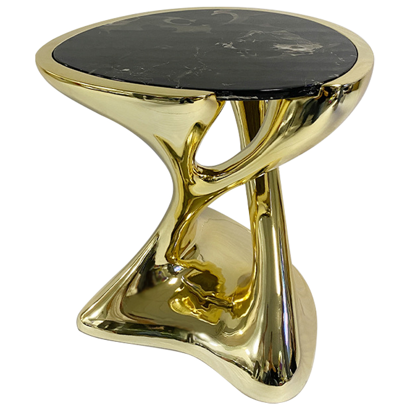 Приставной стол Molten Gold Side Table Глянцевое золото Черный Мрамор Nero Приставной стол Molten Gold Side Table Глянцевое золото Черный Мрамор Nero в Твери | Loft Concept