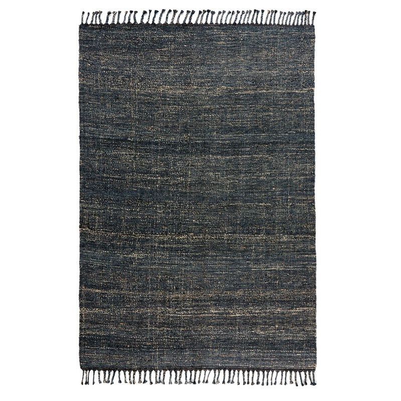 Ковер с бахромой Carpet blue 100% джут Бежевый Темно-синий Ковер с бахромой Carpet blue 100% джут Бежевый Темно-синий в Твери | Loft Concept