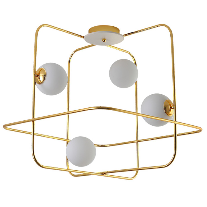 Люстра Broken Squares Balls Brass Белый Латунь Люстра Broken Squares Balls Brass Белый Латунь в Твери | Loft Concept