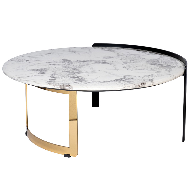 Кофейный стол Rodgeir Coffee Table Черный Глянцевое золото Белый Мрамор Bianco Кофейный стол Rodgeir Coffee Table Черный Глянцевое золото Белый Мрамор Bianco в Твери | Loft Concept