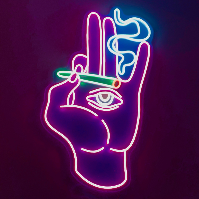 Неоновая настенная лампа Smoking Hand Neon Wall Lamp Розовый Мульти Неоновая настенная лампа Smoking Hand Neon Wall Lamp Розовый Мульти в Твери | Loft Concept