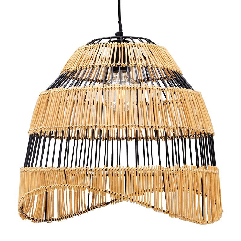 Люстра с плетеным абажуром Narayan Wicker Chandelier Древесина Черный Люстра с плетеным абажуром Narayan Wicker Chandelier Древесина Черный в Твери | Loft Concept