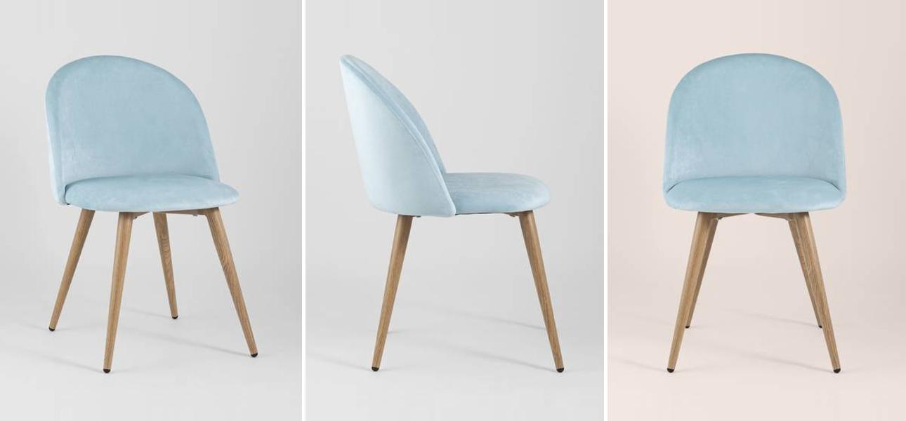 Стул Miruna Chair II Светло-Голубой Велюр - фото