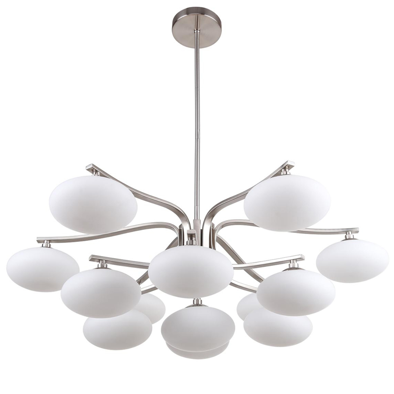 Oval Balls Mushrooms Chandelier 13 Silver Серебряный Прозрачный белый Oval Balls Mushrooms Chandelier 13 Silver Серебряный Прозрачный белый в Твери | Loft Concept