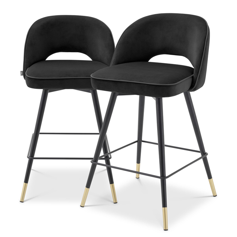 Комплект полубарных стульев Eichholtz Counter Stool Cliff set of 2 black Черный Латунь Комплект полубарных стульев Eichholtz Counter Stool Cliff set of 2 black Черный Латунь в Твери | Loft Concept