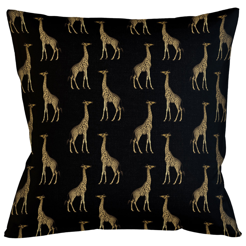 Декоративная подушка с узором из жирафов Home Safari Black Черный Коричневый Декоративная подушка с узором из жирафов Home Safari Black Черный Коричневый в Твери | Loft Concept