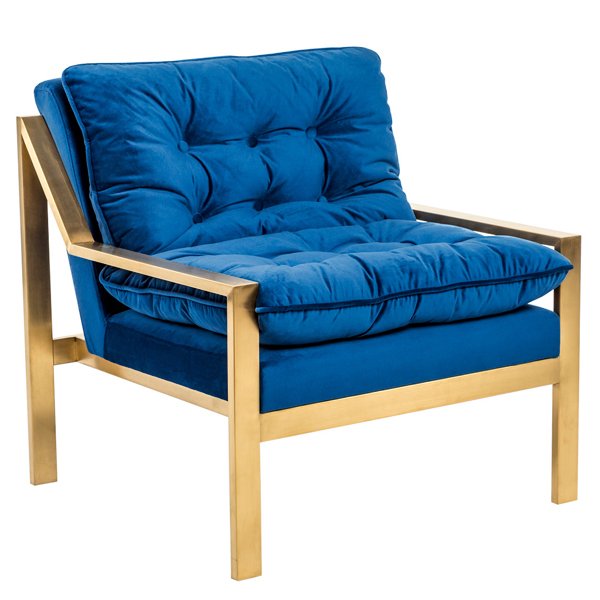 Кресло Accent Velvet Armchair Золотой Синий Кресло Accent Velvet Armchair Золотой Синий в Твери | Loft Concept