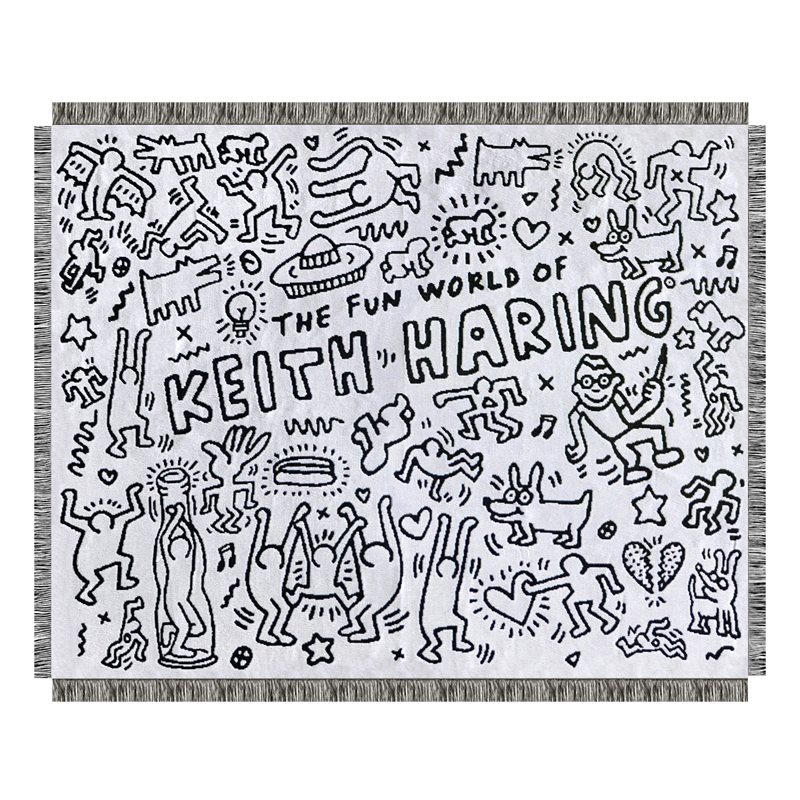 Покрывало граффити черно-белое Кит Харинг Keith Haring Bed Сover Черно-белый Покрывало граффити черно-белое Кит Харинг Keith Haring Bed Сover Черно-белый в Твери | Loft Concept