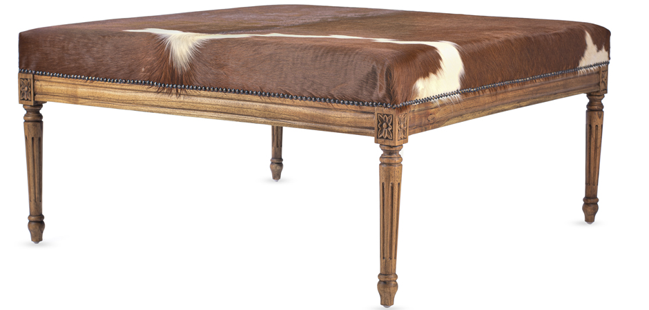 Пуф коричневая натуральная шкура Louie Cowhide Ottoman - фото №1