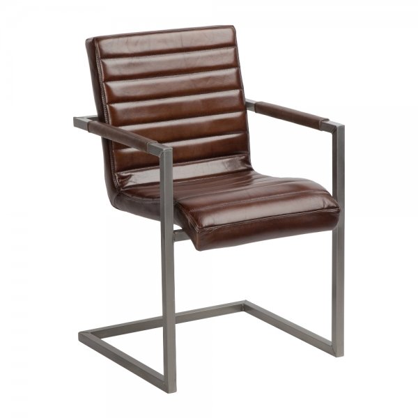 Стул с подлокотниками Leather Metal Коричневый Графит Стул с подлокотниками Leather Metal Коричневый Графит в Твери | Loft Concept