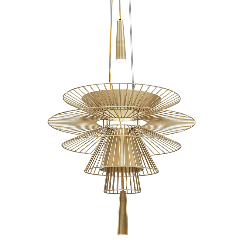 Люстра с металлическим плафоном Shade Metal Chandelier Золотой Люстра с металлическим плафоном Shade Metal Chandelier Золотой в Твери | Loft Concept