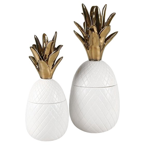 Ваза настольная Pineapple White Белый Золотой в Твери | Loft Concept 