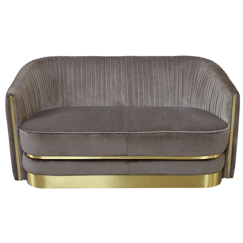 Диван двухместный велюр Bolger sofa Серый Золотой в Твери | Loft Concept 