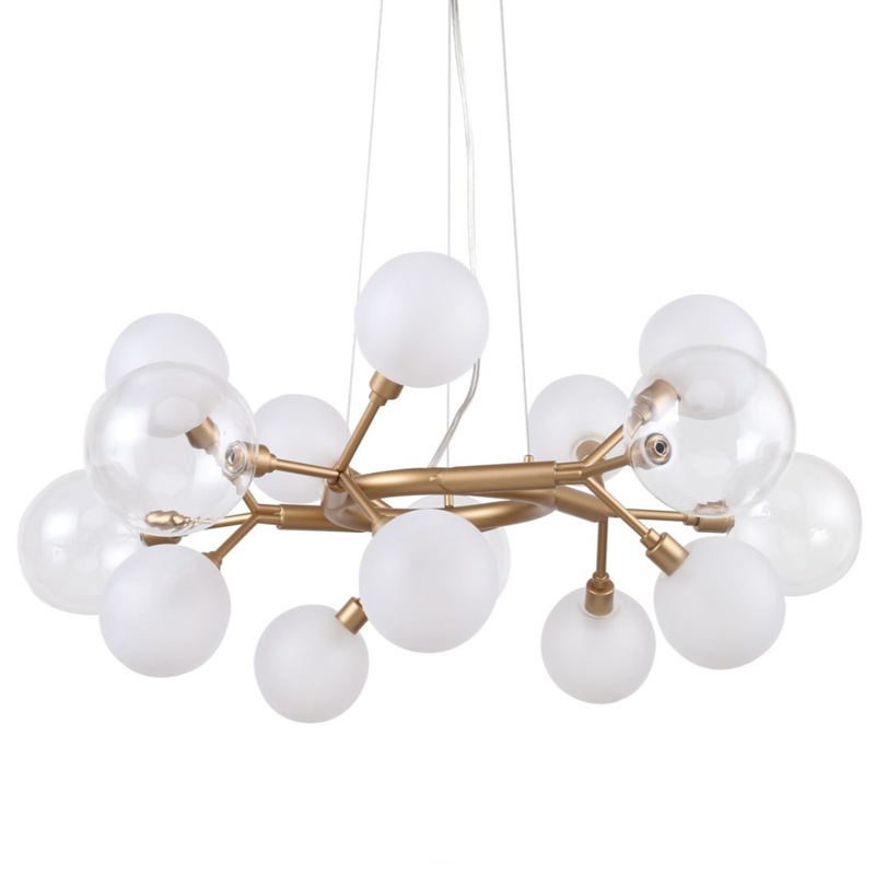 Люстра Berries Chandelier White 68 матовое золото Прозрачный Прозрачный белый Люстра Berries Chandelier White 68 матовое золото Прозрачный Прозрачный белый в Твери | Loft Concept