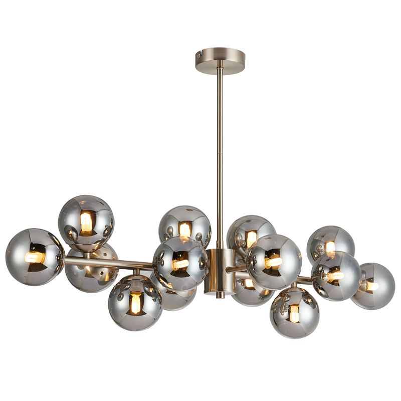 Люстра Berries Chandelier smok 14 Никель Стекло Смок Люстра Berries Chandelier smok 14 Никель Стекло Смок в Твери | Loft Concept