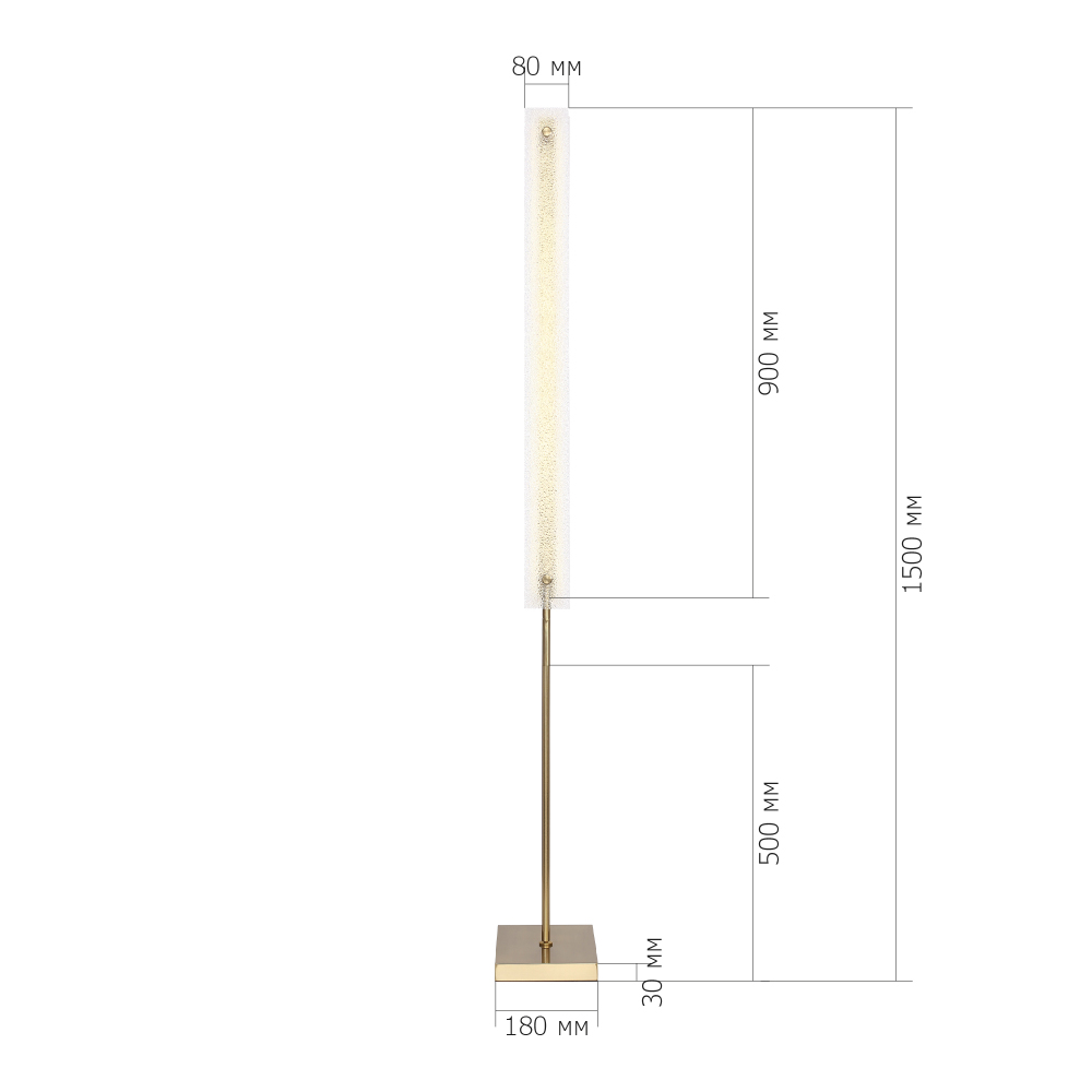 Торшер с прямоугольным плафоном с эффектом морозного стекла Freezing в Твери