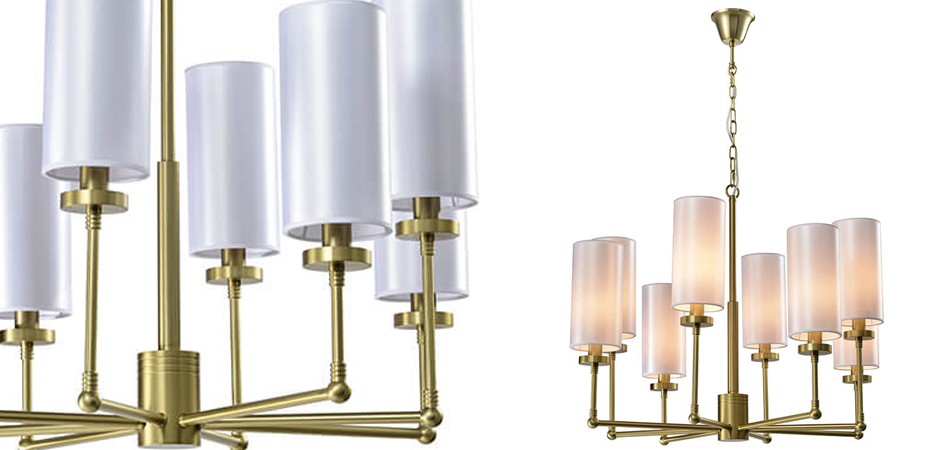 Люстра Fabric Lampshade Brass 8 Люстра Fabric Lampshade Brass 8 - Loft-Concept в Твери