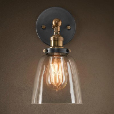 Бра Loft Clear Glass Cloche Прозрачное Стекло Бронза Черный матовый Бра Loft Clear Glass Cloche Прозрачное Стекло Бронза Черный матовый в Твери | Loft Concept