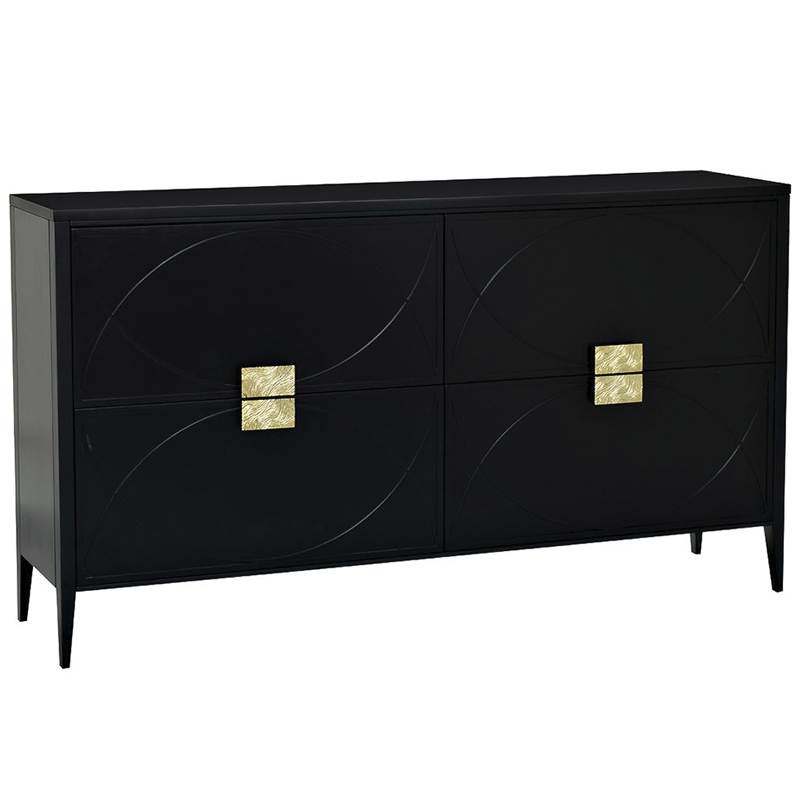Комод с 4-мя ящиками Amelie Black Chest of Drawers Черный Черный Золотой в Твери | Loft Concept 