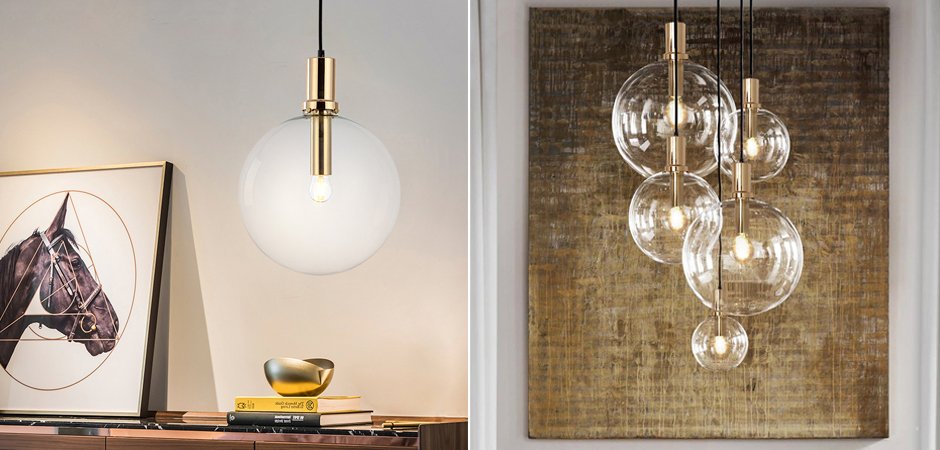 Подвесной светильник Glass Globe Gold Подвесной светильник Glass Globe Gold - Loft-Concept в Твери