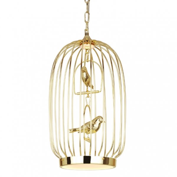 Люстра Birdcage Chandelier Two Gold Глянцевое золото Люстра Birdcage Chandelier Two Gold Глянцевое золото в Твери | Loft Concept