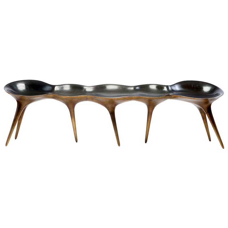 Банкетка Дизайнерская Molecule Bench in Cast Bronze дизайн Timothy Schreiber бронза Темная бронза Бронза в Твери | Loft Concept 
