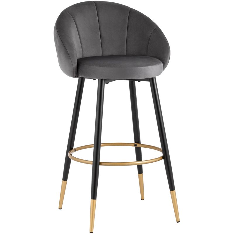 Барный Стул Alberto Chair Серый Велюр Серый Черный Золотой Барный Стул Alberto Chair Серый Велюр Серый Черный Золотой в Твери | Loft Concept