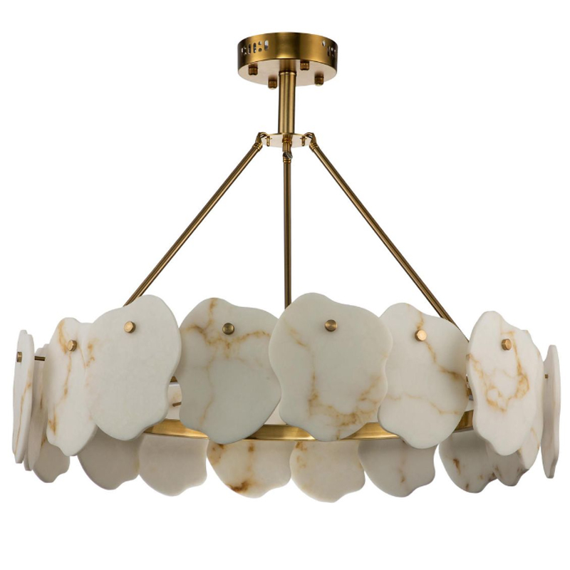 Люстра Мрамор Lucretia Marble Round Chandelier 80 см Латунь Белый Мрамор Bianco Люстра Мрамор Lucretia Marble Round Chandelier 80 см Латунь Белый Мрамор Bianco в Твери | Loft Concept