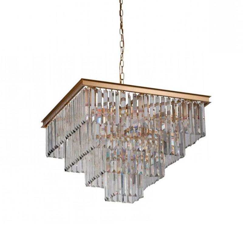 Квадратная Люстра RH 1920s Odeon GOLD iron Four layers Прозрачное Стекло 60х60 Золотой Прозрачное Стекло Квадратная Люстра RH 1920s Odeon GOLD iron Four layers Прозрачное Стекло 60х60 Золотой Прозрачное Стекло в Твери | Loft Concept