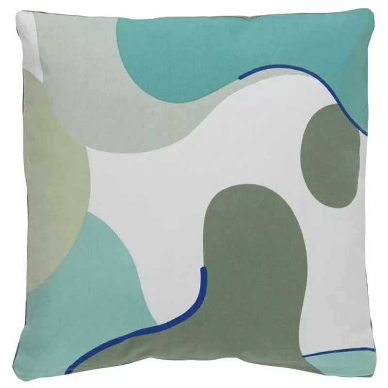 Подушка декоративная хлопковая мятного цвета с абстрактным принтом Elysian Flow Breeze Мятный в Твери | Loft Concept 
