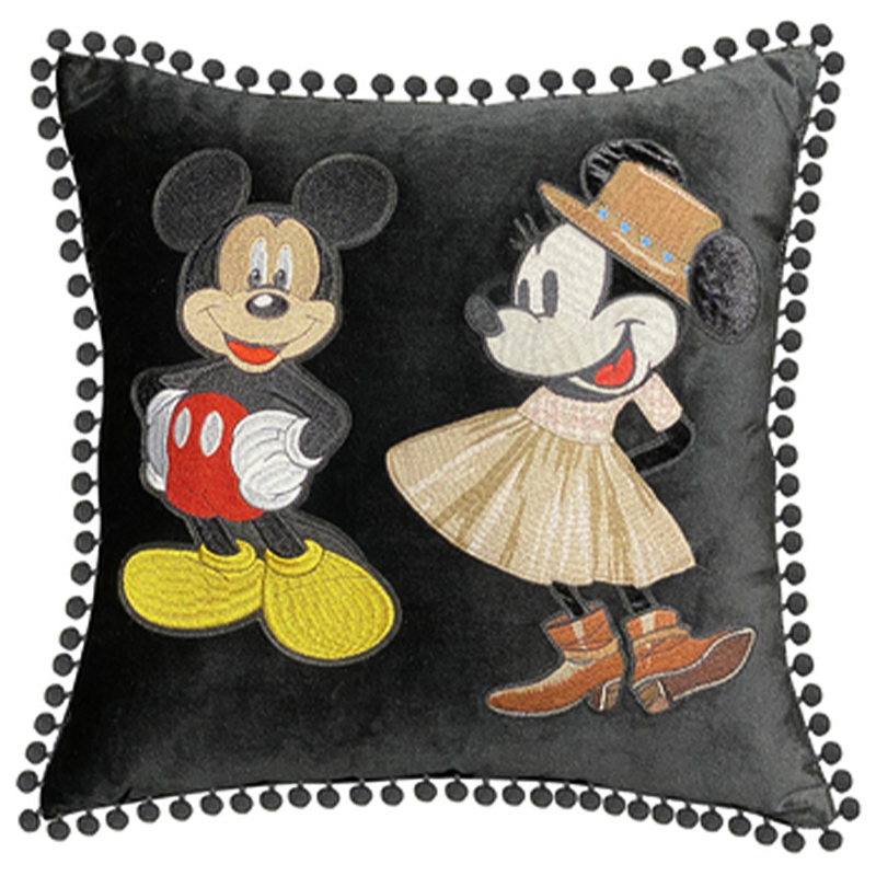 Декоративная подушка с вышивкой Gucci Mickey and Minnie Mouse Черный Красный Желтый Бежевый Декоративная подушка с вышивкой Gucci Mickey and Minnie Mouse Черный Красный Желтый Бежевый в Твери | Loft Concept