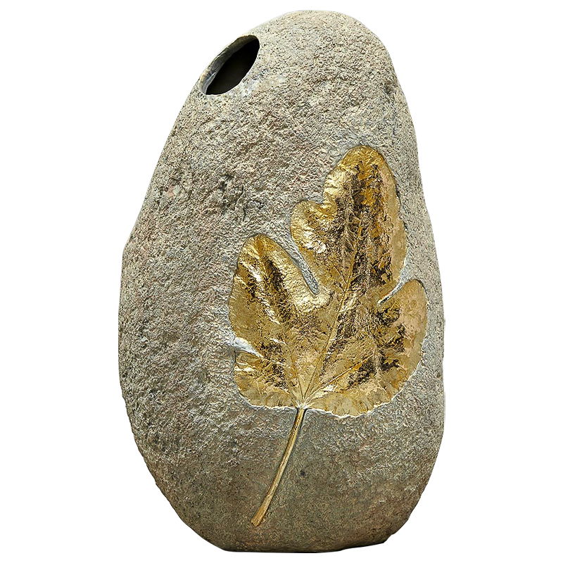 Ваза Golden Stone Leaf Vase имитация камня Бежево-серый Золотой Ваза Golden Stone Leaf Vase имитация камня Бежево-серый Золотой в Твери | Loft Concept