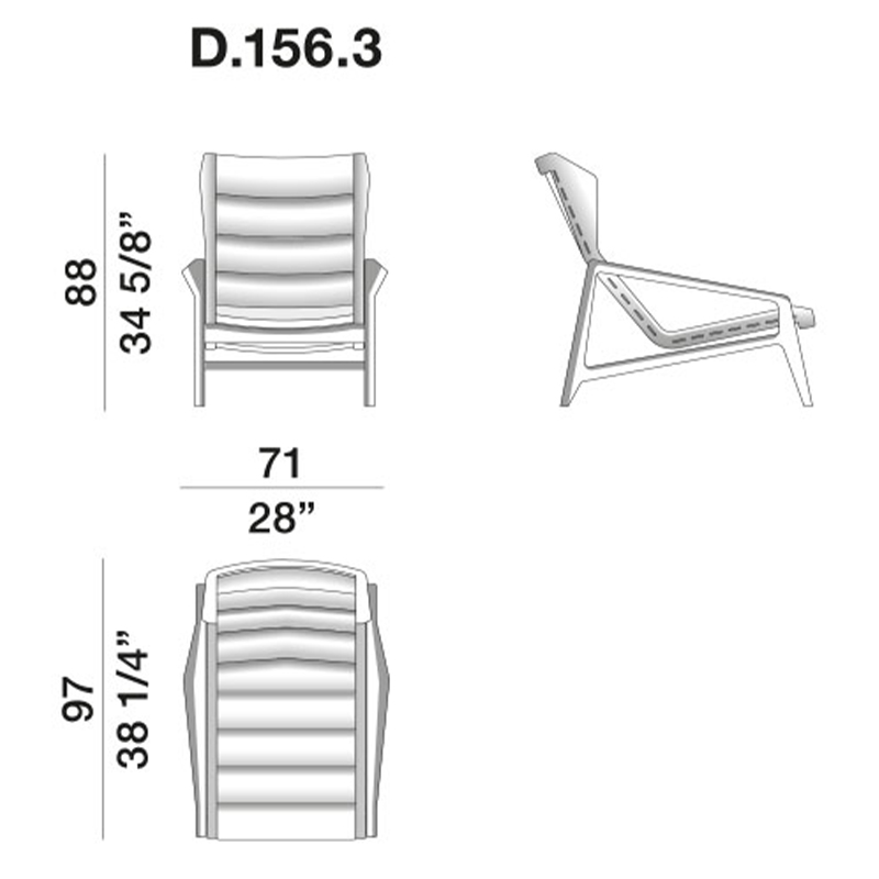 Дизайнерское кресло с подлокотниками из массива дерева Gio Ponti D.156.3 Armchair в Твери