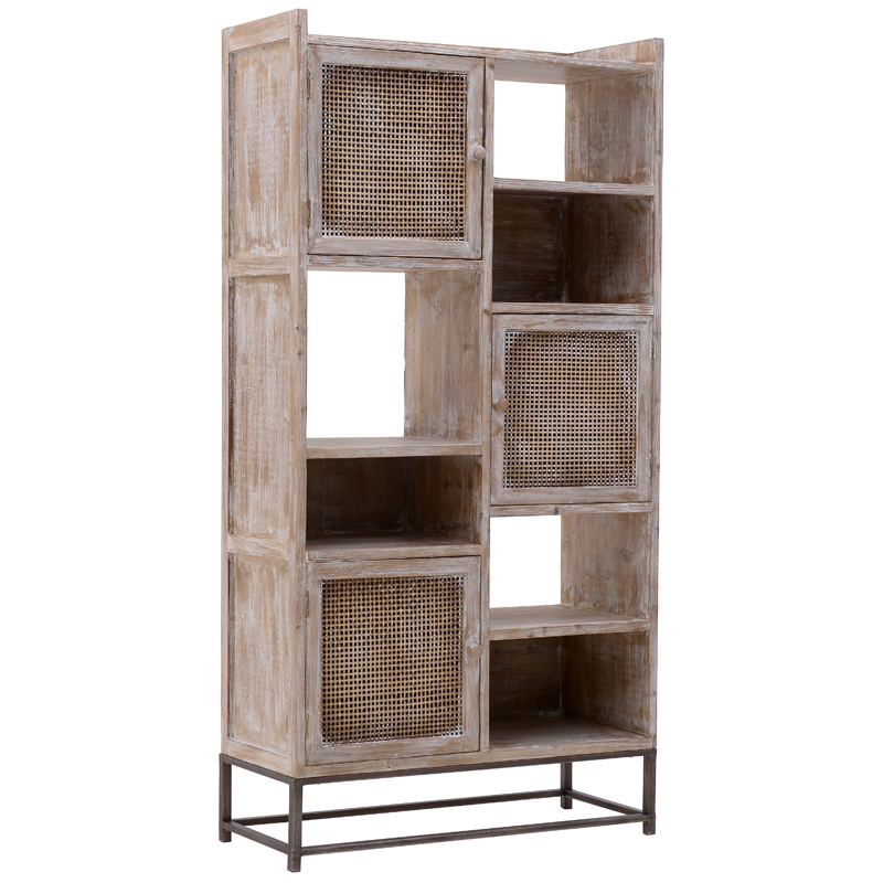 Стеллаж Rosita Wood Rack Бежево-серый Металлик винтаж Стеллаж Rosita Wood Rack Бежево-серый Металлик винтаж в Твери | Loft Concept