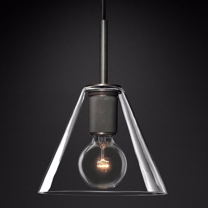 Подвесной светильник RH Utilitaire Funnel Pendant Black Темная бронза Прозрачное Стекло Подвесной светильник RH Utilitaire Funnel Pendant Black Темная бронза Прозрачное Стекло в Твери | Loft Concept