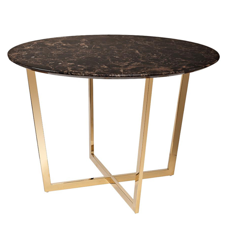 Обеденный стол Dining table Jacques round Brown Коричневый Золотой Обеденный стол Dining table Jacques round Brown Коричневый Золотой в Твери | Loft Concept