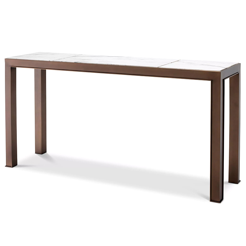 Консоль Eichholtz Console Table Tardieu Белый Мрамор Bianco Бронза Винтажная латунь Консоль Eichholtz Console Table Tardieu Белый Мрамор Bianco Бронза Винтажная латунь в Твери | Loft Concept