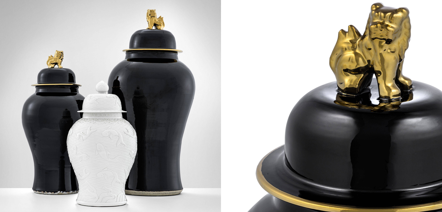 Ваза с крышкой Eichholtz Vase Golden Dragon S - фото