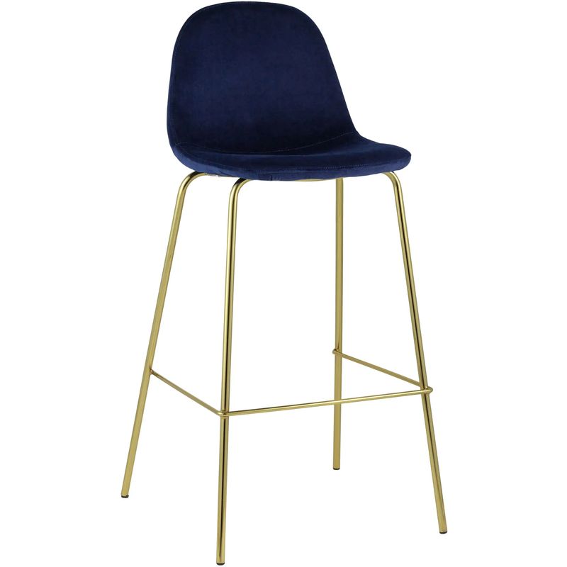 Барный Стул Archie Chair Синий Велюр Синий Золотой Барный Стул Archie Chair Синий Велюр Синий Золотой в Твери | Loft Concept