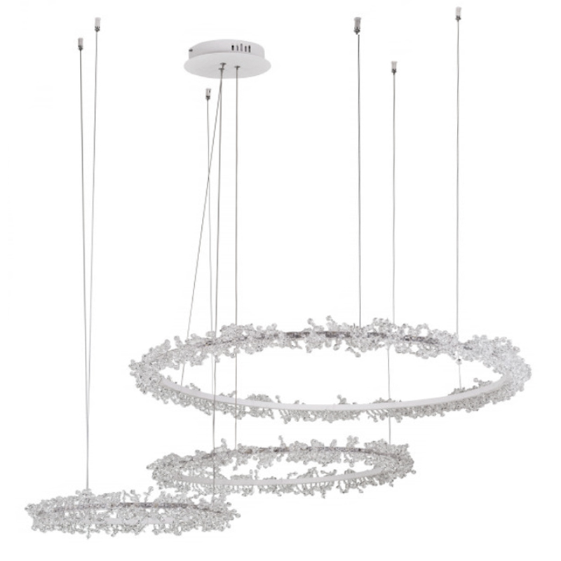 Люстра Crystal round chandelier 3 кольца Белый Прозрачный Белый Люстра Crystal round chandelier 3 кольца Белый Прозрачный Белый в Твери | Loft Concept