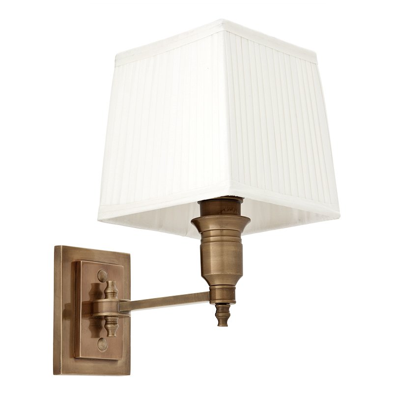 Бра Wall Lamp Lexington Single Brass+White Латунь Античная полированная Белый Бра Wall Lamp Lexington Single Brass+White Латунь Античная полированная Белый в Твери | Loft Concept