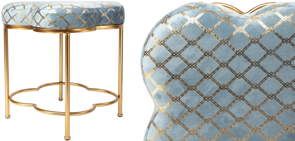 Пуф PUF Frame of Clover & Upholstery Gold Mesh голубой Пуф PUF Frame of Clover & Upholstery Gold Mesh голубой - Loft-Concept в Твери
